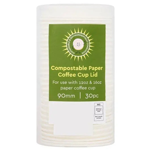 30 Compostable Paper Coffee Cup Lid 90mm – 1 x 30s