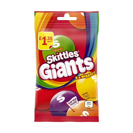 Skittles Giants Vegan Chewy Sweets Fruit Flavoured Treat Bag £1 PMP 116g – 14 x 116g