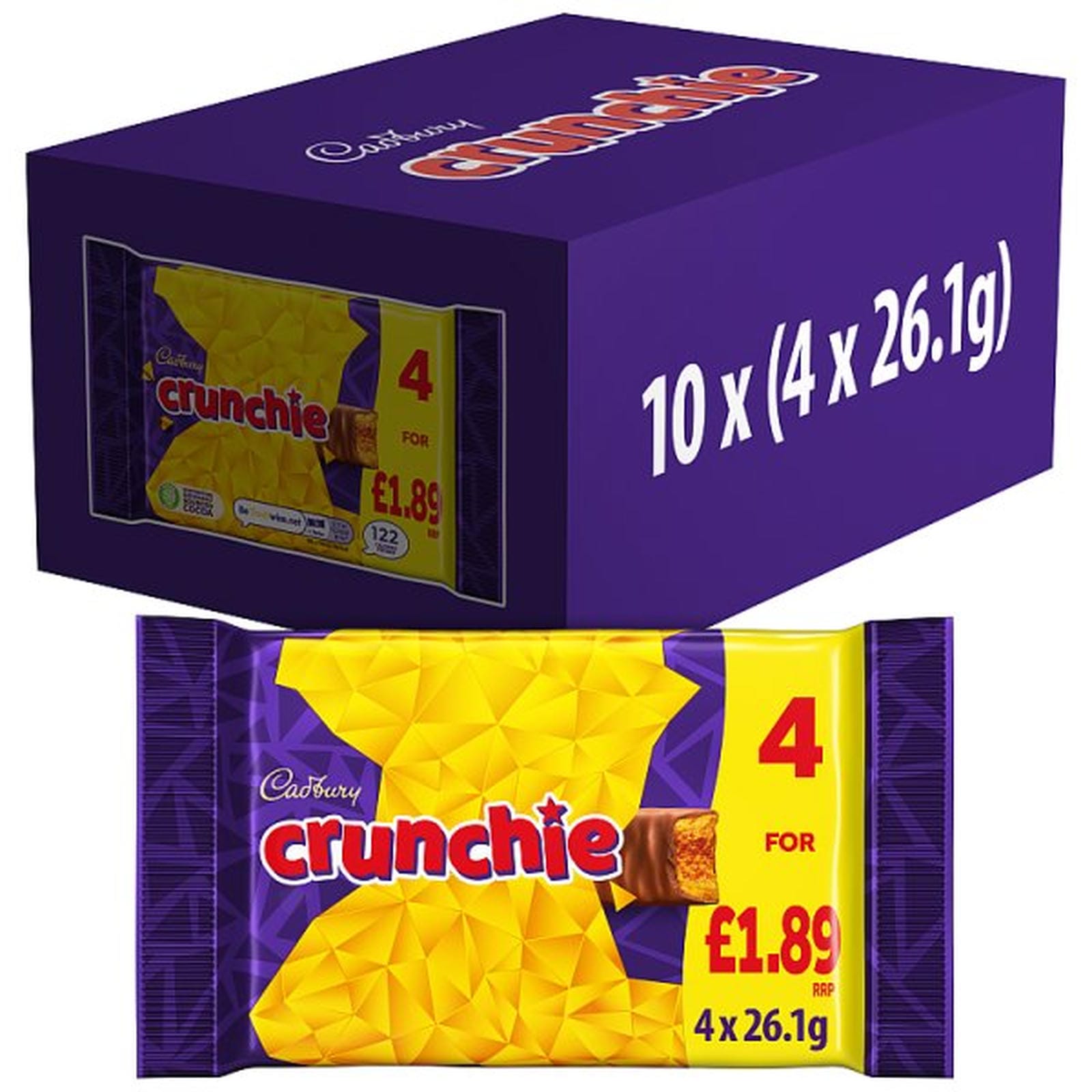Cadbury Crunchie Chocolate Bar 4 Pack Multipack £1.89 PMP 104.4g