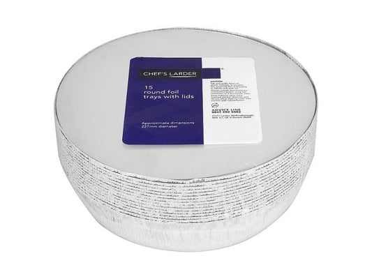 Chef's Larder 15 Round Foil Trays with Lids 227mm – 8 x 15pk