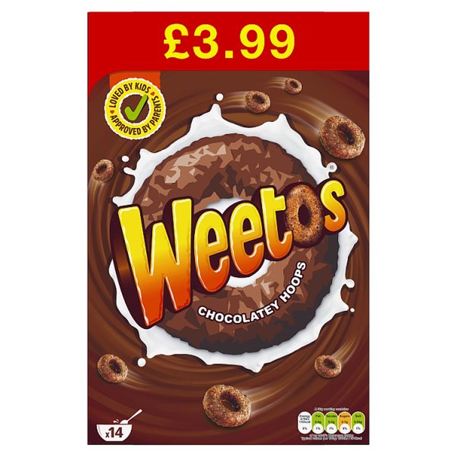 Weetos Chocolatey Hoops 8x420g case PMP £3.99