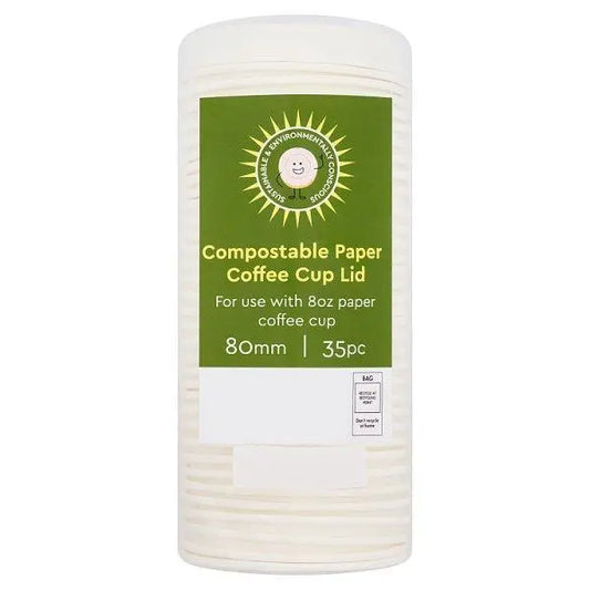 35 Compostable Paper Coffee Cup Lid 80mm – 20 x 35s