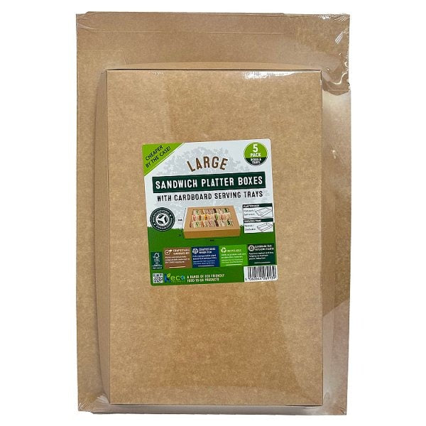 Simply Kraft Large Sandwich Platter Boxes with Cardboard Serving Trays – 6 x 5pk