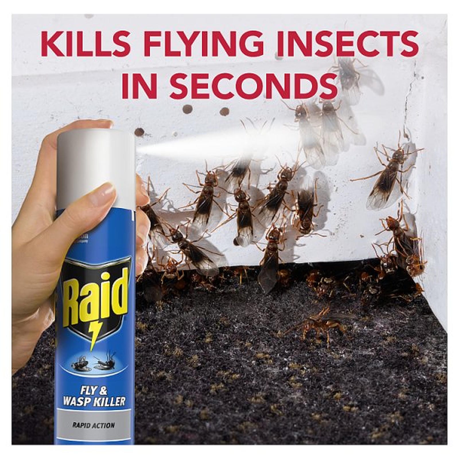 Raid Rapid Action Wasp, Mosquito & Fly Killer Aerosol Spray 300ml