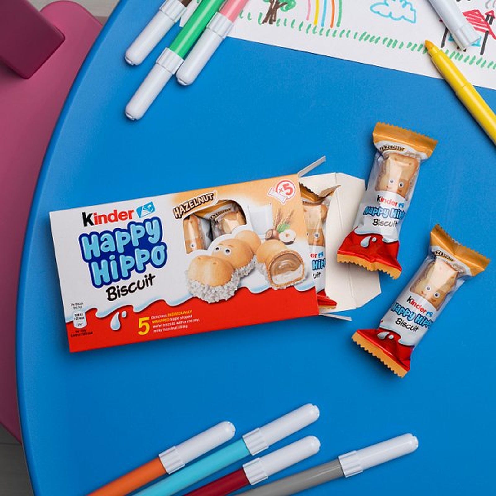 Kinder Happy Hippo Milk & Hazelnut Filling Wafer Biscuit Snack Bar 20.7g