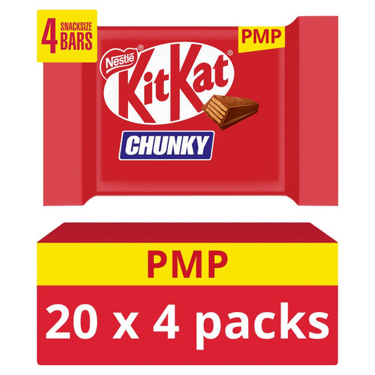 KitKat Chunky Milk Chocolate Bar 4 Pack Multipack 128g PMP £1.50 – 24 x 4pk