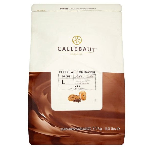 Callebaut Chocolate Drops For Baking Milk 2.5kg Catering Size Multi Pack 4 x 2.5kg Case Of