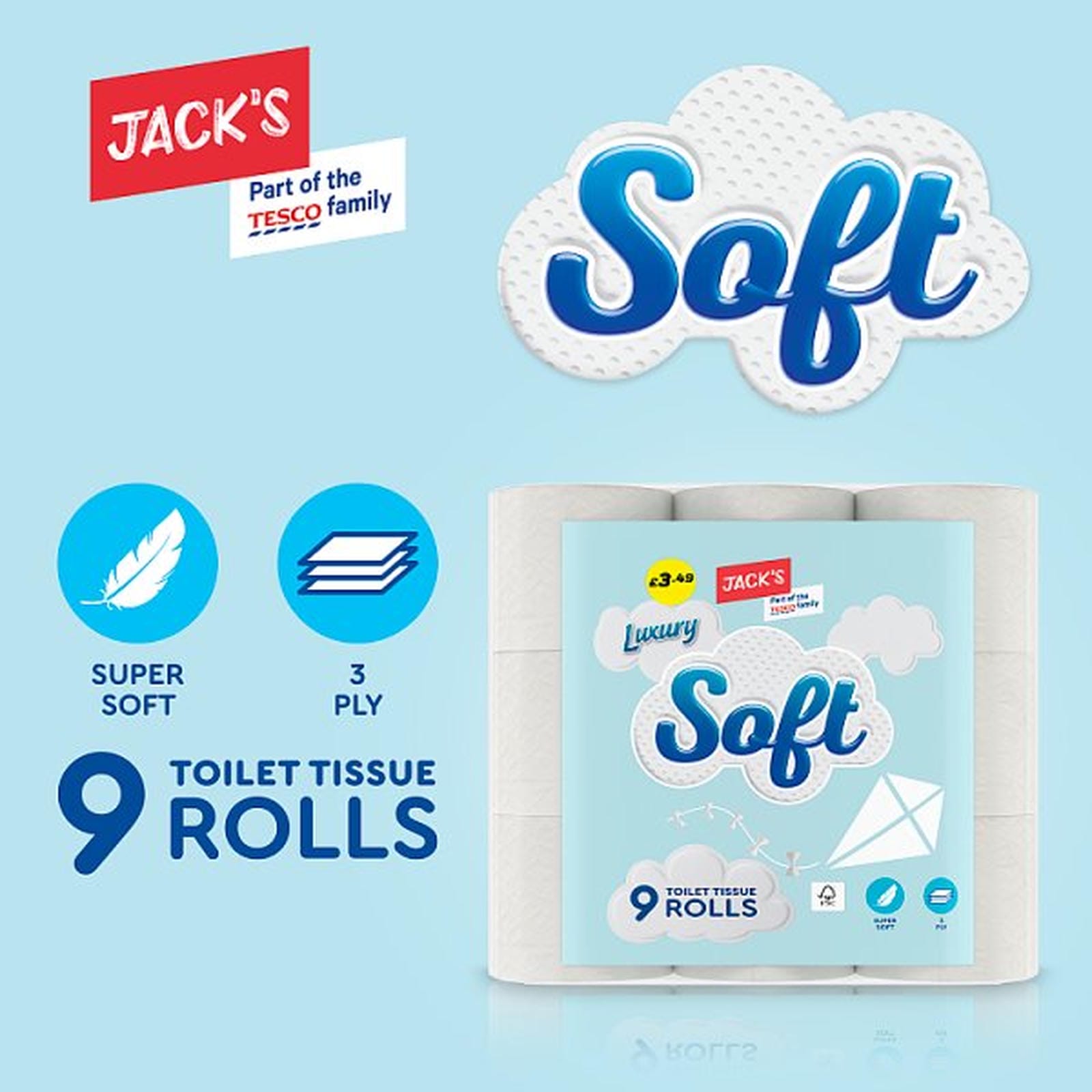 Jack's 9 Luxury Soft Toilet Tissue Rolls
