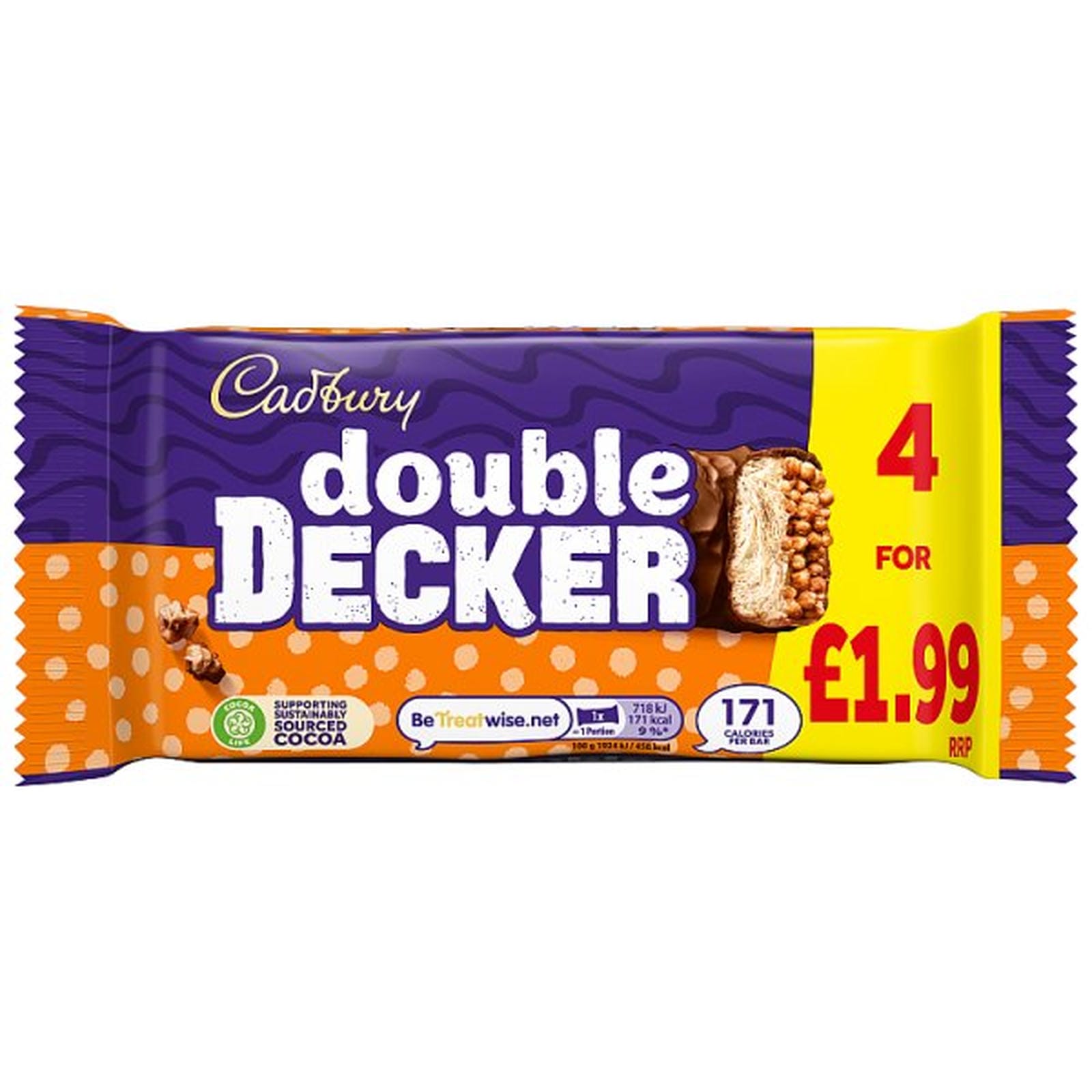 Cadbury Double Decker Chocolate Bar 4 Pack Multipack £1.99 PMP 149.2g