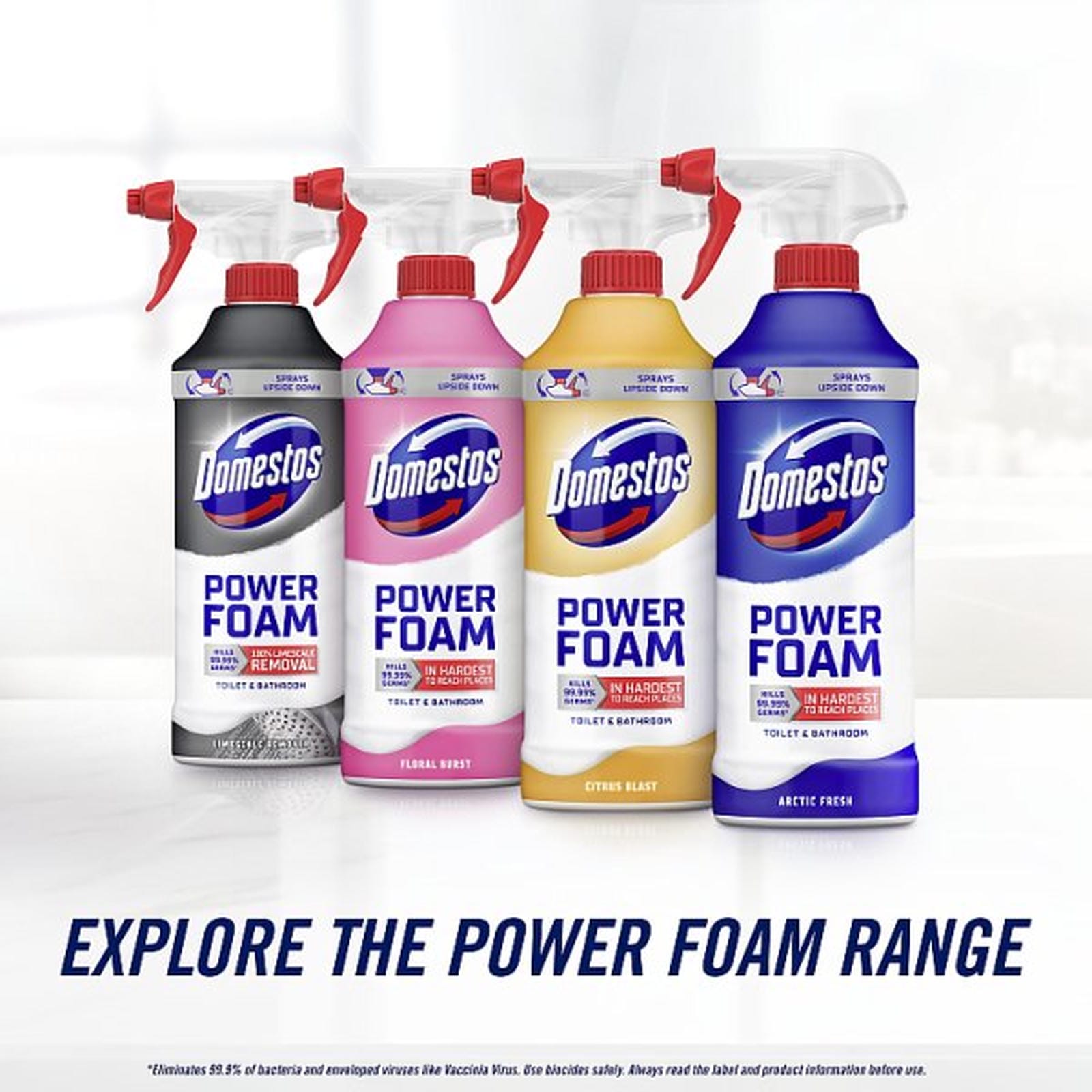 Domestos Toilet & Bathroom Cleaner Spray Power Foam Citrus Blast 450 ml