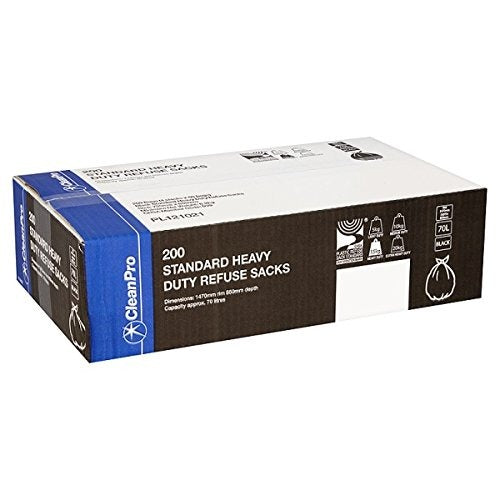 CleanPro 200 Standard Heavy Duty Refuse Sacks Black – 1 x 200s