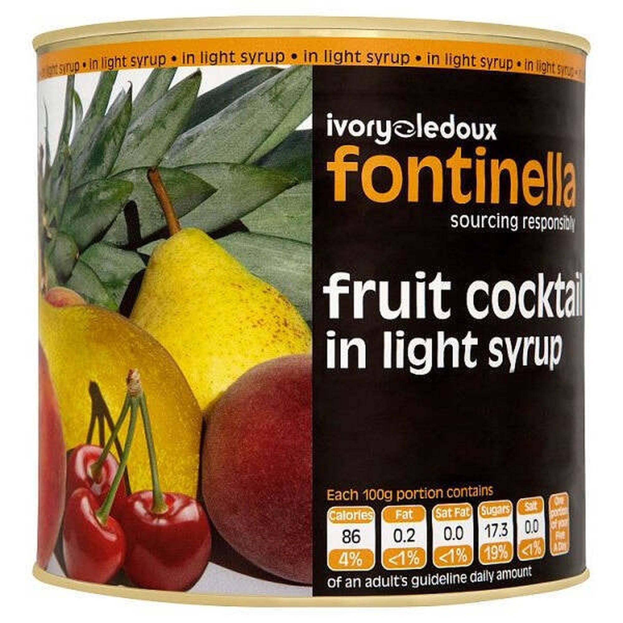 Fontinella Fruit Cocktail Light Syrup 2.6kg 1 x 2.6kg Foodservice Pack For Retail