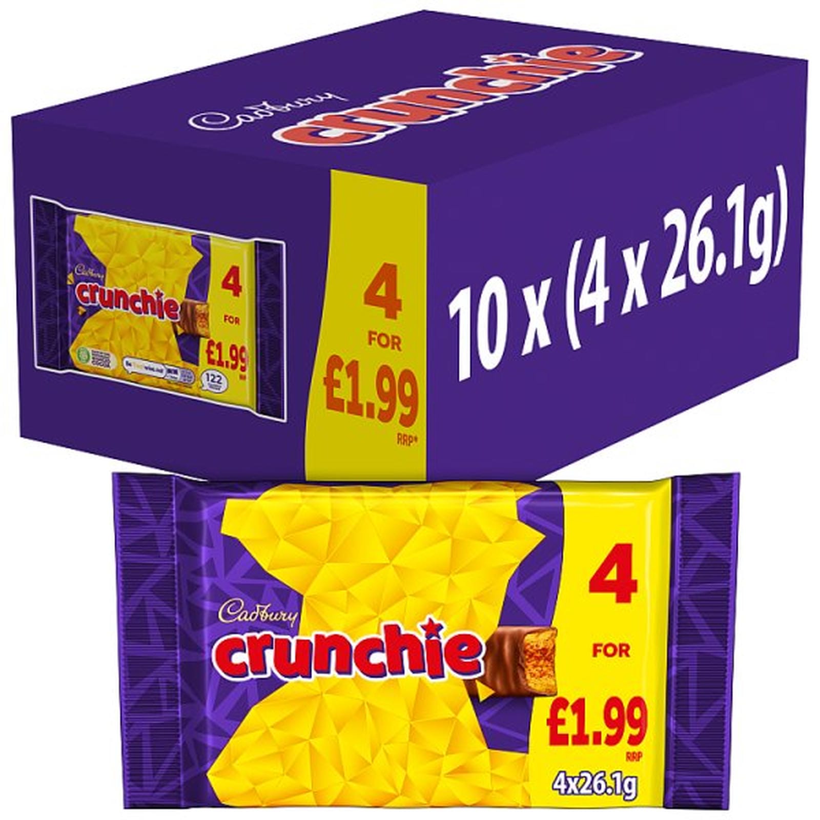Cadbury Crunchie Chocolate Bar 4 Pack Multipack £1.99 PMP 104.4g