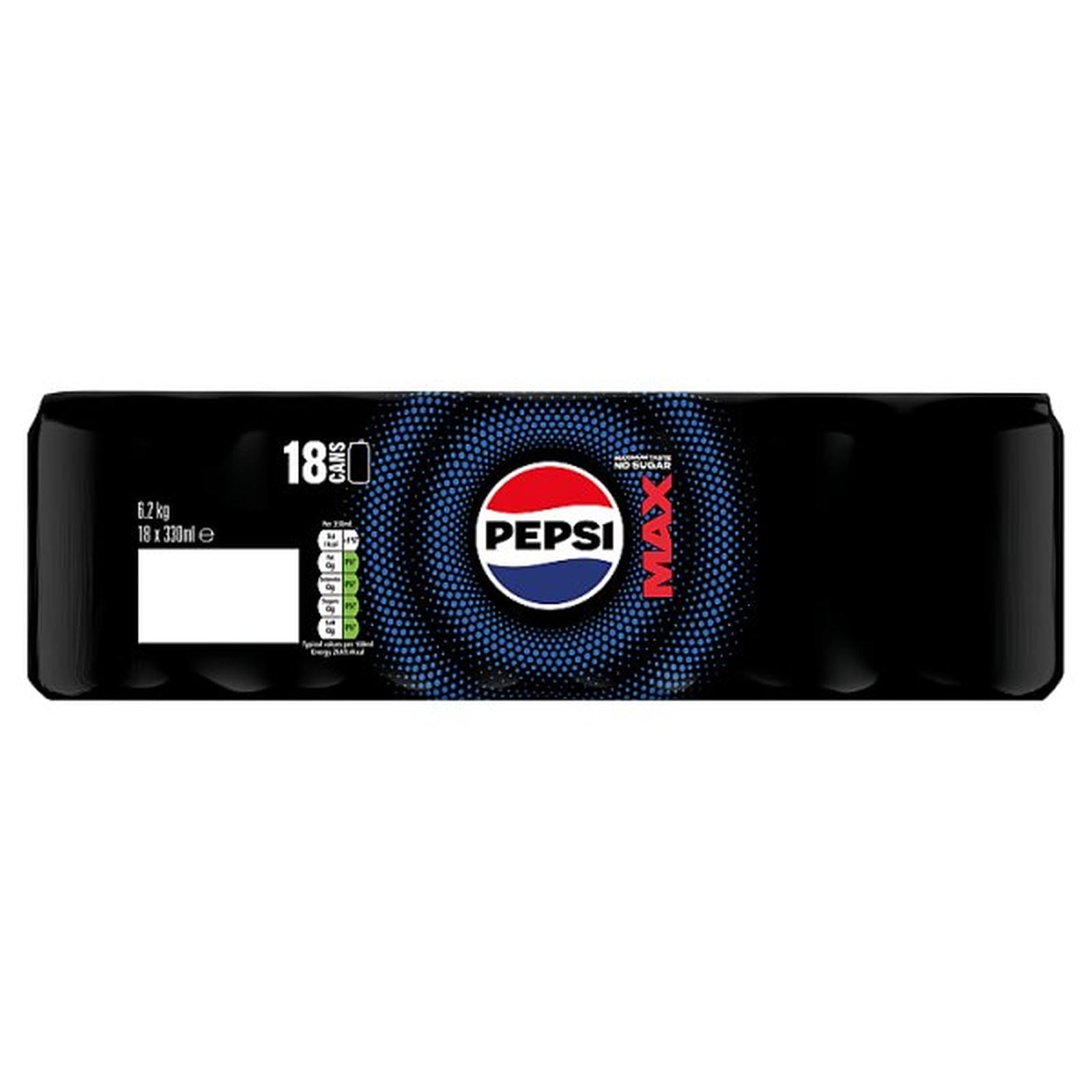Pepsi Max No Sugar Cola Cans 18 x 330ml