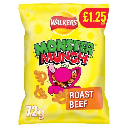 Walkers Monster Munch Pickled Onion Crisps 72g PMP £1.35 RRP – 18 x 72g