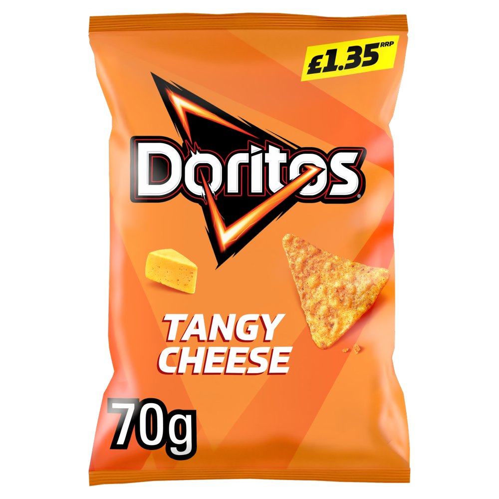 Doritos Tangy Cheese Tortilla Chips Crisps 70g PMP £1.35 RRP – 18 x 70g