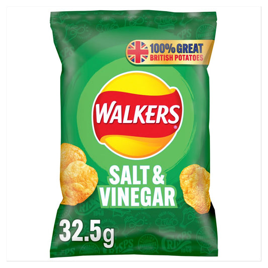 Walkers Salt & Vinegar Crisps 32.5g – 32 x 32.5g