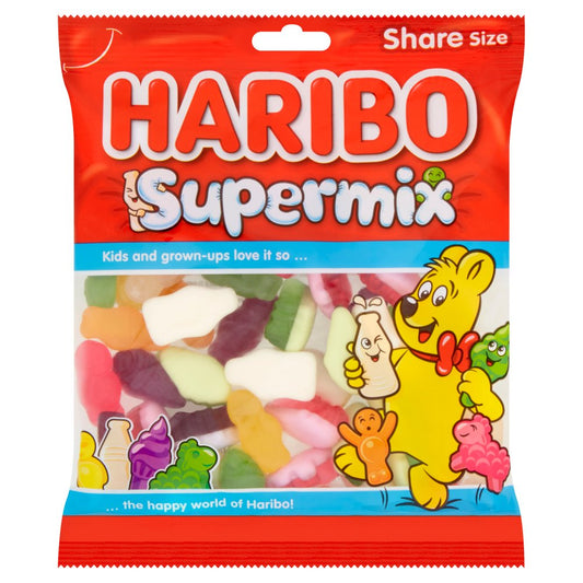 HARIBO Supermix Fruit & Milk Flavoured Jelly & Foam Sweets Sharing Bag 160g – 12 x 160g
