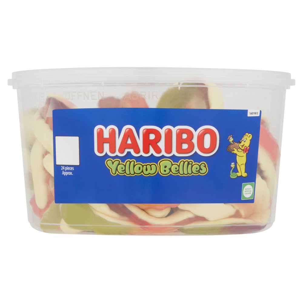 HARIBO Yellow Bellies Fruit Flavour & Foam Gums Sweets Tub 768g – 4 x 24pc