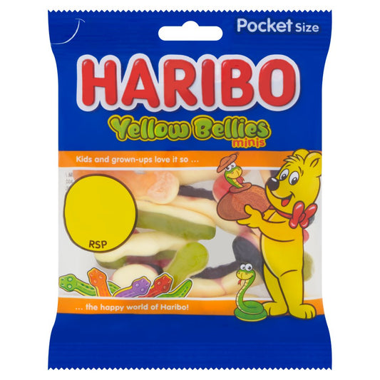 HARIBO Yellow Bellies Fruit Flavour & Foam Gums Sweets Fun Size Bag 60g – 20 x 60g