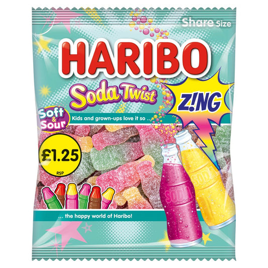 HARIBO Soft & Sour Soda Twist 140g – 12 x 140g