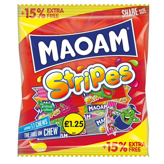 MAOAM Stripes Fruit & Cola Flavour Chewy Sweets Sharing Bag 161g – 14 x 161g