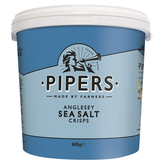 Pipers Anglesey Sea Salt Sharing Crisps Tub 600g – 1 x 600g