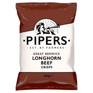 Pipers Great Berwick Longhorn Beef Crisps Grab Bag 40g – 24 x 40g