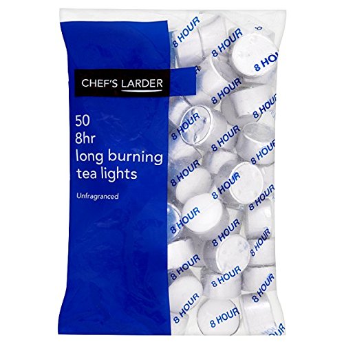 Chefs Larder 8 Hour Long Burning Tea Lights - 50 Pack