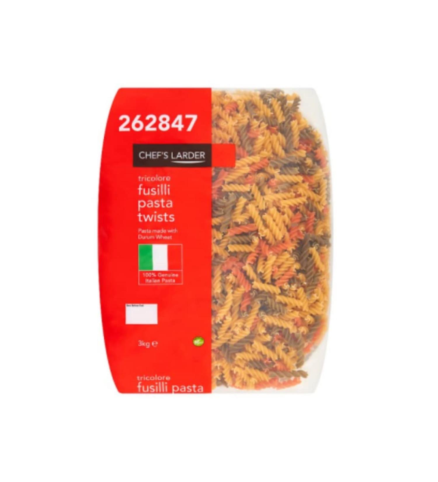 Chef's Larder Fusilli Tricolore Pasta Twists 3kg Pack 1 X 3kg Dry Pasta for Everyday Cooking