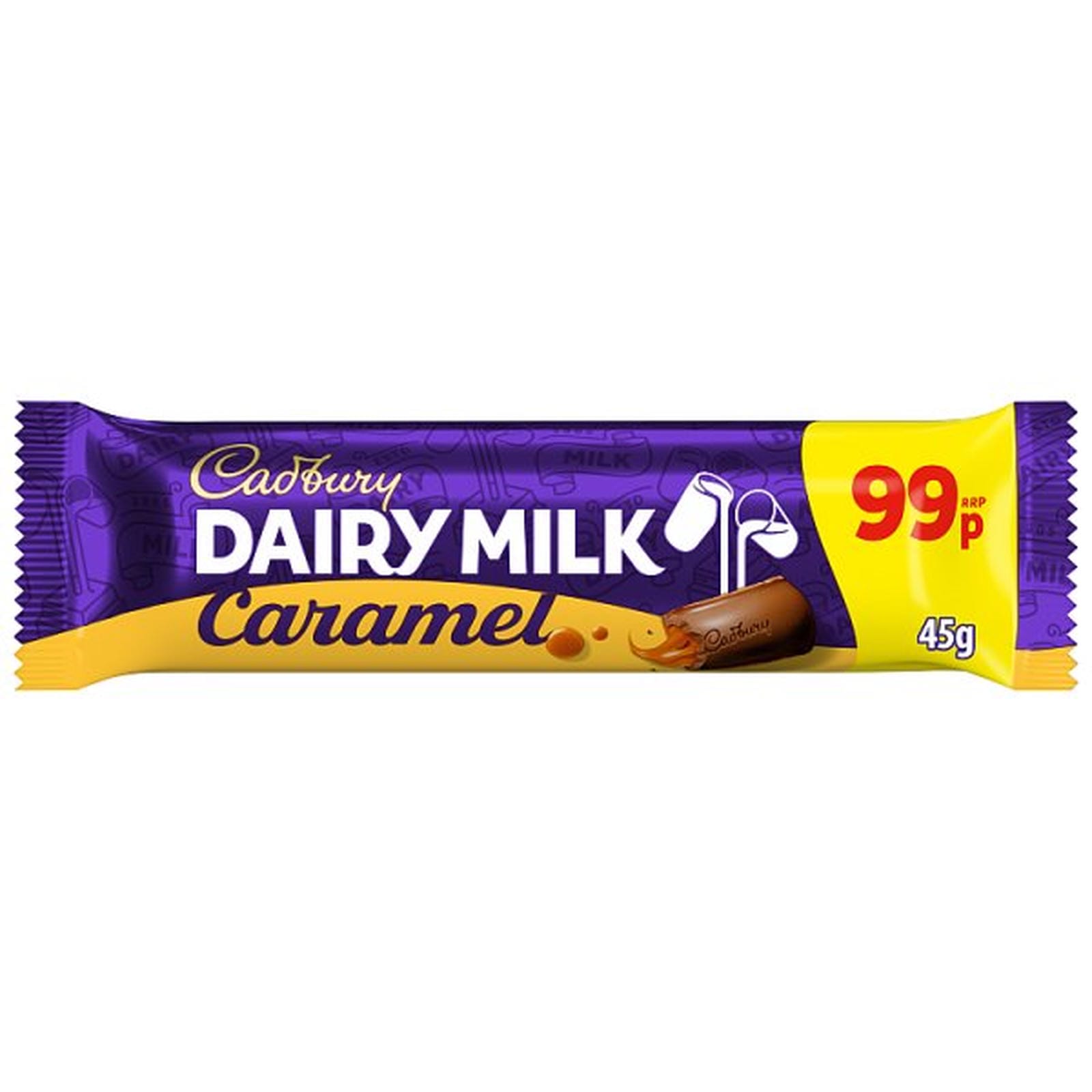 Cadbury Dairy Milk Caramel 99P PMP Chocolate Bar 45 g