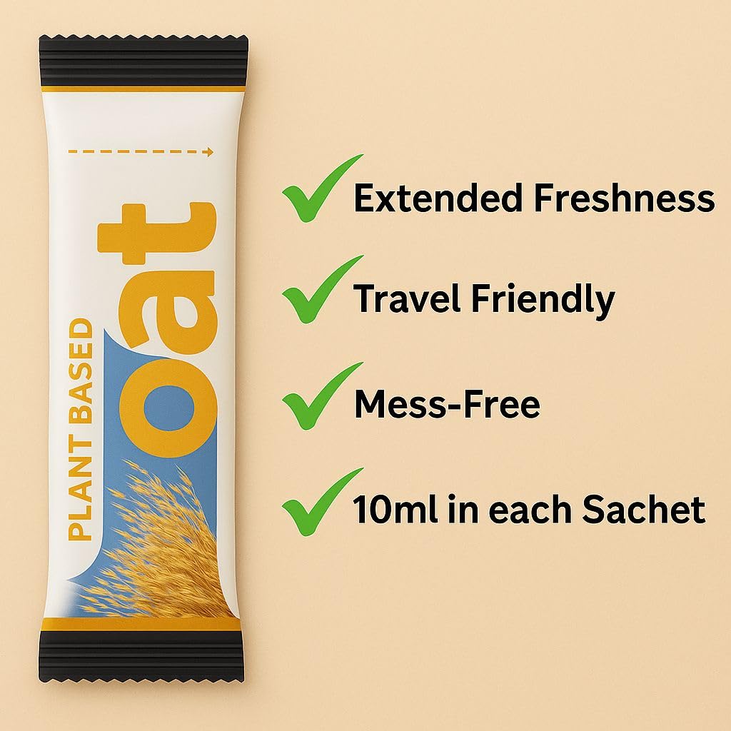 Oat Milk Sachets 30 x 10ml UHT Dairy-Free Long-Life Travel Size Milk Alternative for Hotels
