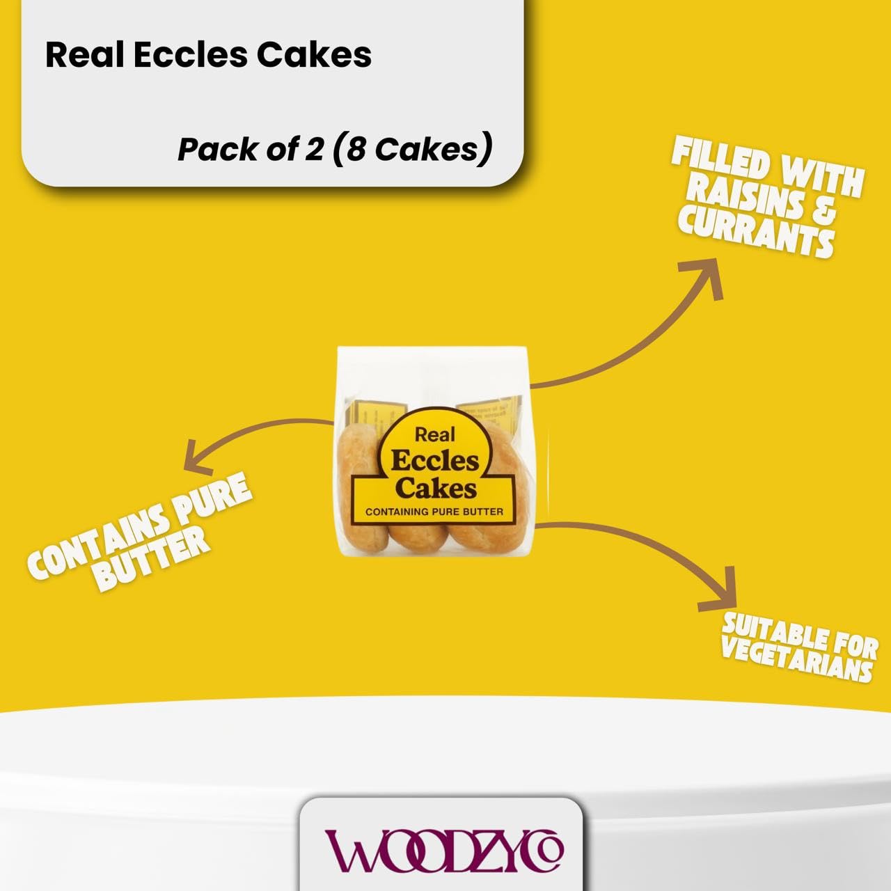 Eccles Cakes Lancashire - Traditional Pastry with Currant Filling - 8 Cakes Multi Pack