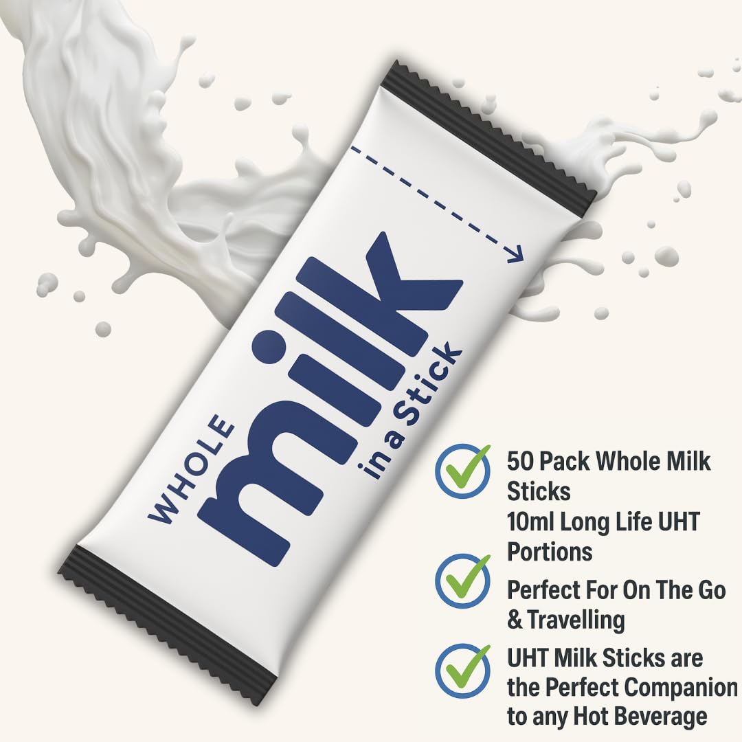 Lakeland UHT Milk Sachets 10ml Single-Use Portions For Coffee On The Go For Office And Travel Use