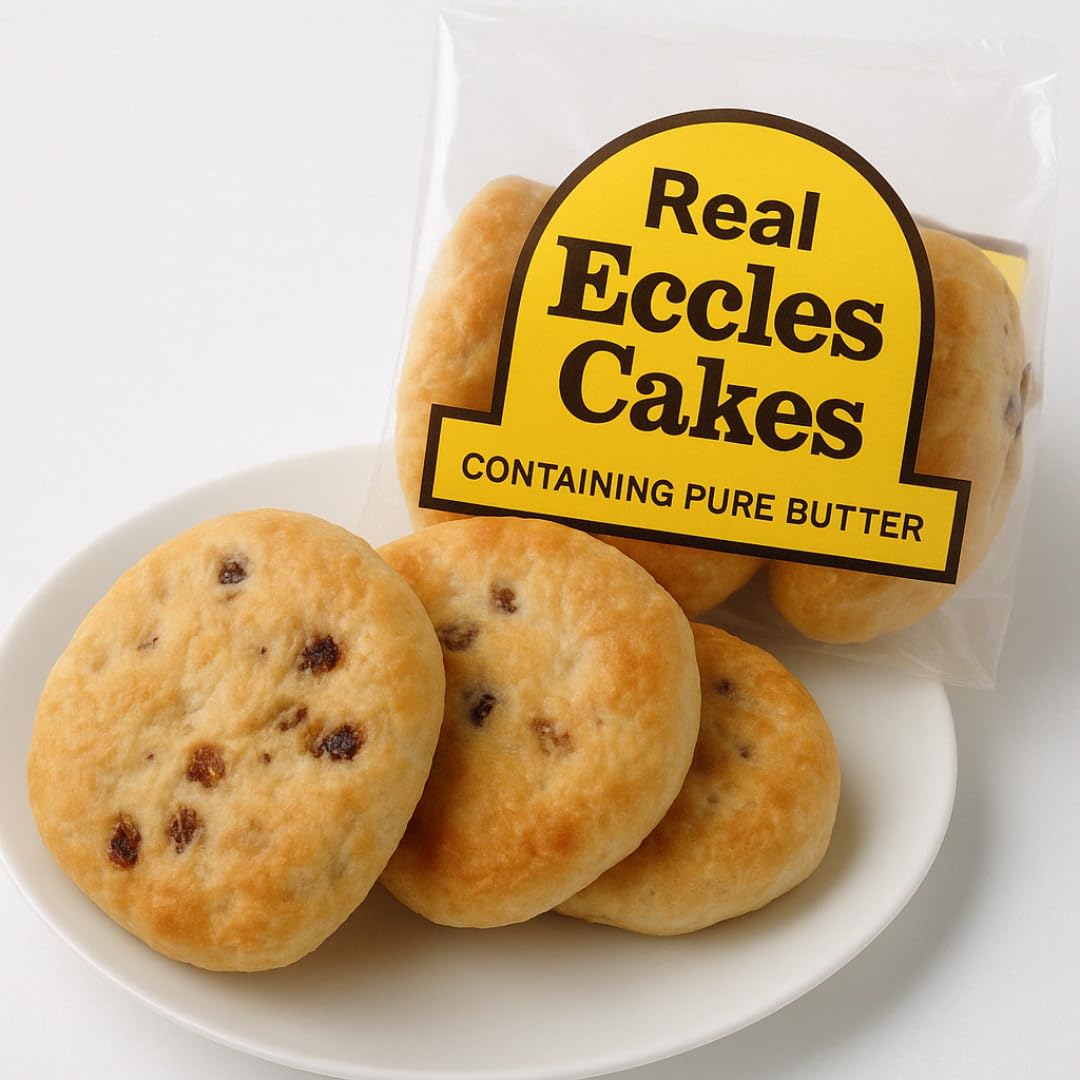 Eccles Cakes Lancashire - Traditional Pastry with Currant Filling - 8 Cakes Multi Pack