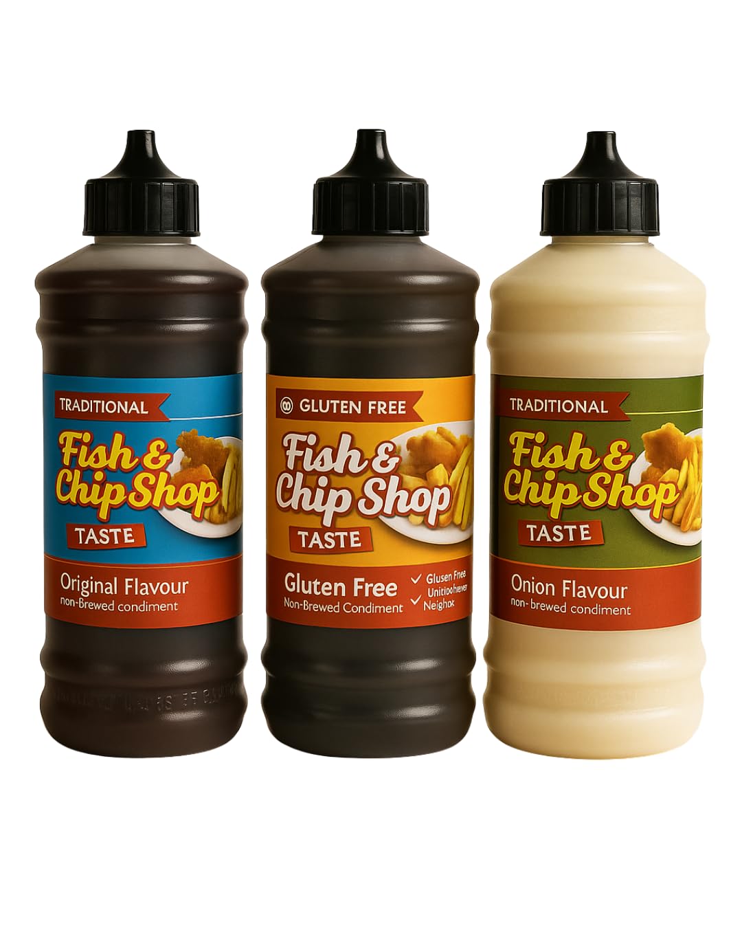 Fish And Chip Shop Set Traditional Non-Brewed, Gluten-Free Non-Brewed And Onion Flavour 315ml Bottles X3