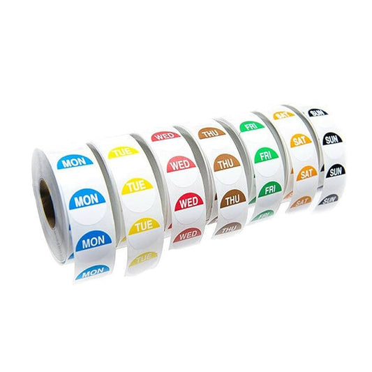 Dat-Dot Day Labels Monday to Sunday – 1 x 1000s