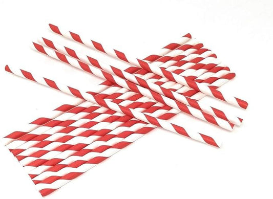 Ecopac Red/White Stripe Paper Straws – 20 x 250pk