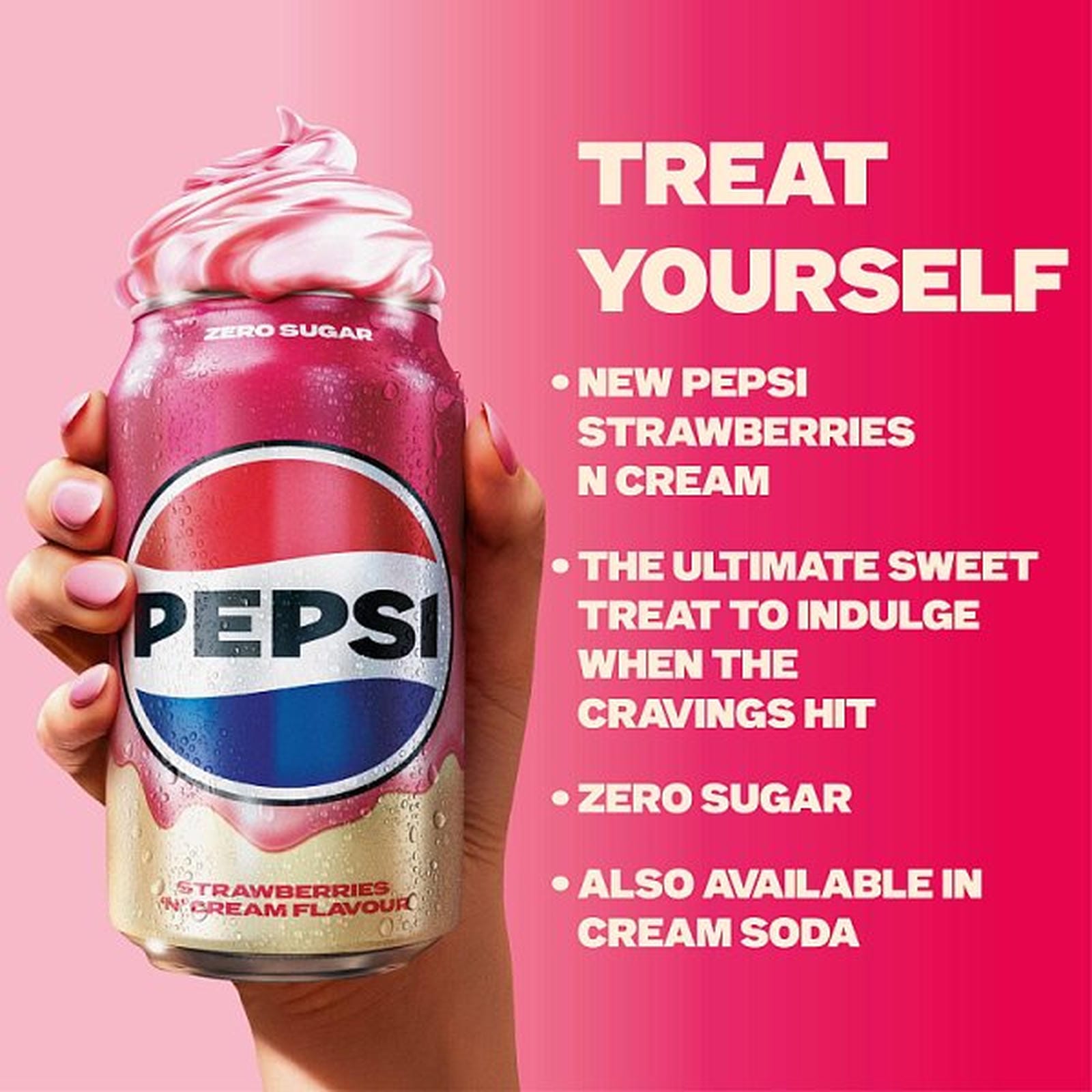 Pepsi Strawberries 'N' Cream Flavour Cans 24 x 330ml