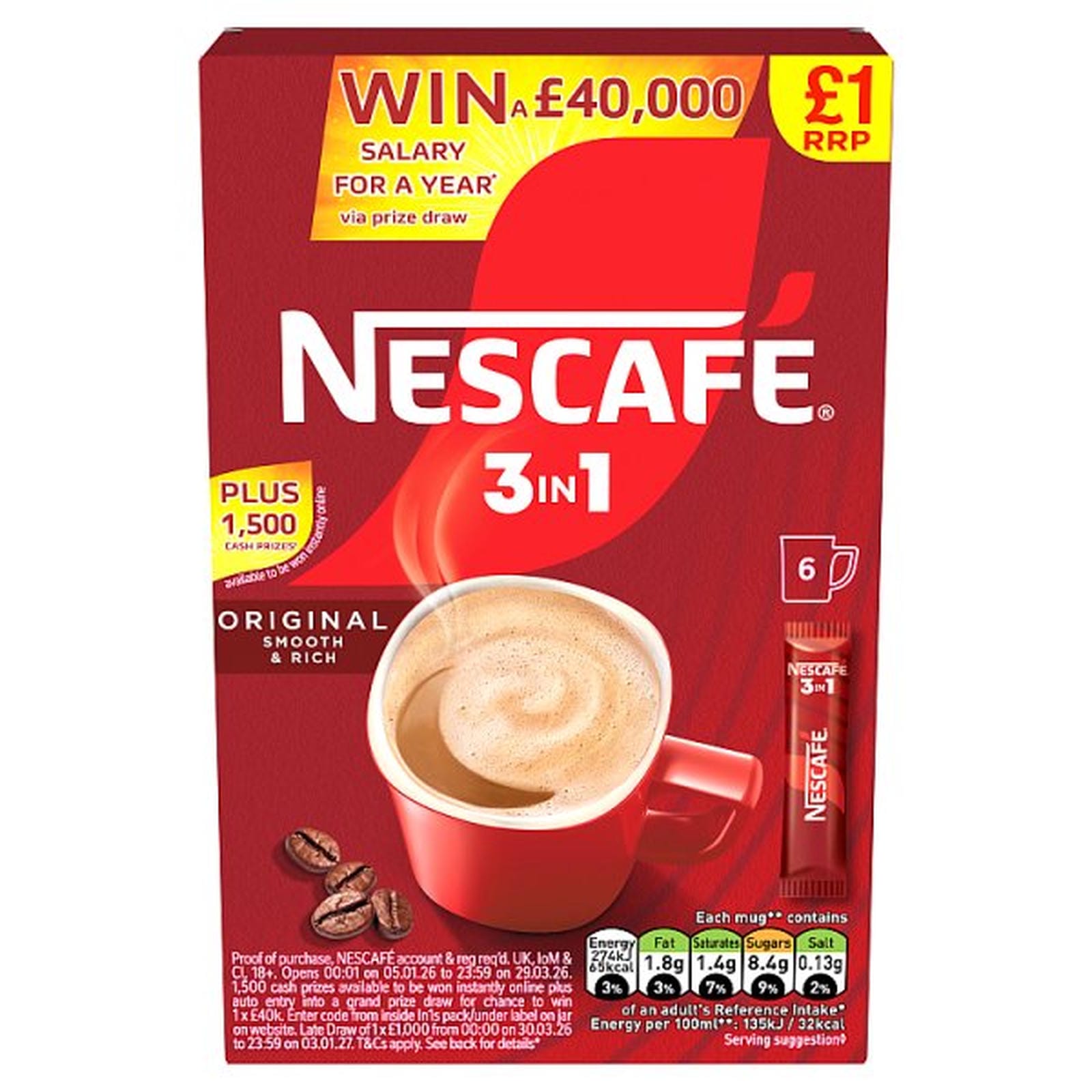 Nescafé 3 in 1 Original 6 x 16g (96g)