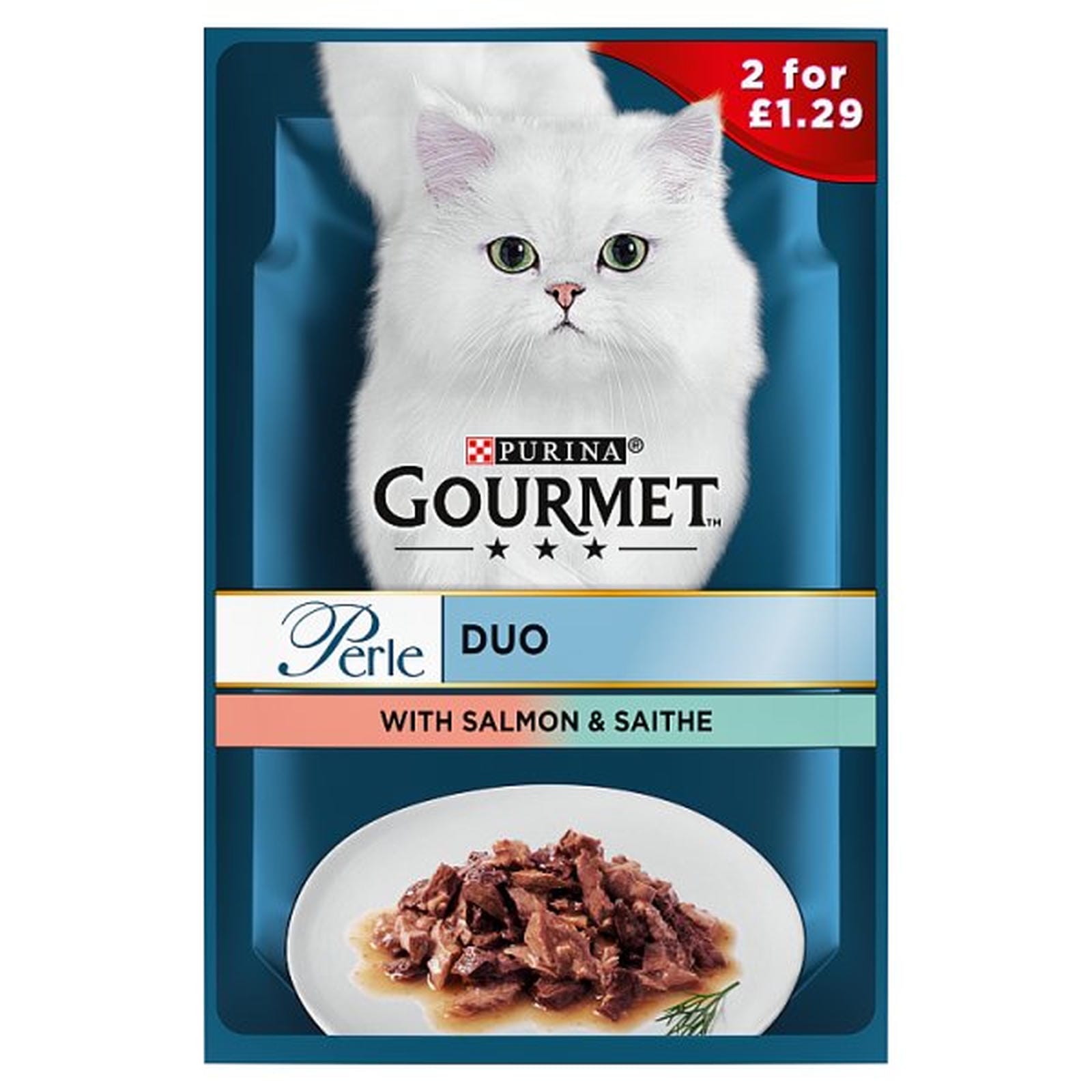 GOURMET Perle Mini Fillets in Gravy with Salmon and Saithe Wet Cat Food 85g