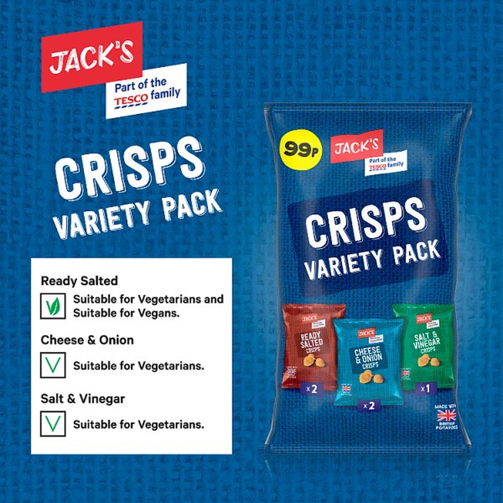 Jack's Crisps Variety Pack 5 x 20g