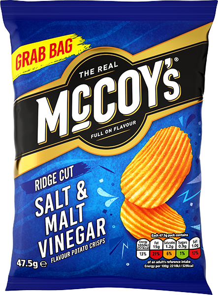 McCoy's Salt & Malt Vinegar Sharing Crisps 65g, £1.25 PMP – 20 x 65g