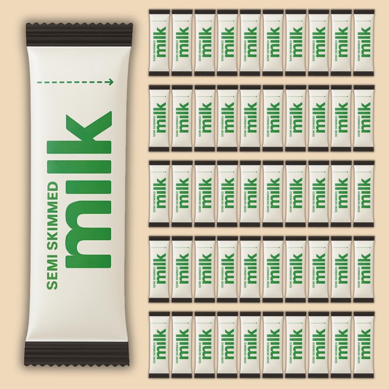 Lakeland UHT Milk Sachets 10ml Single-Use Portions For Coffee On The Go For Office And Travel Use