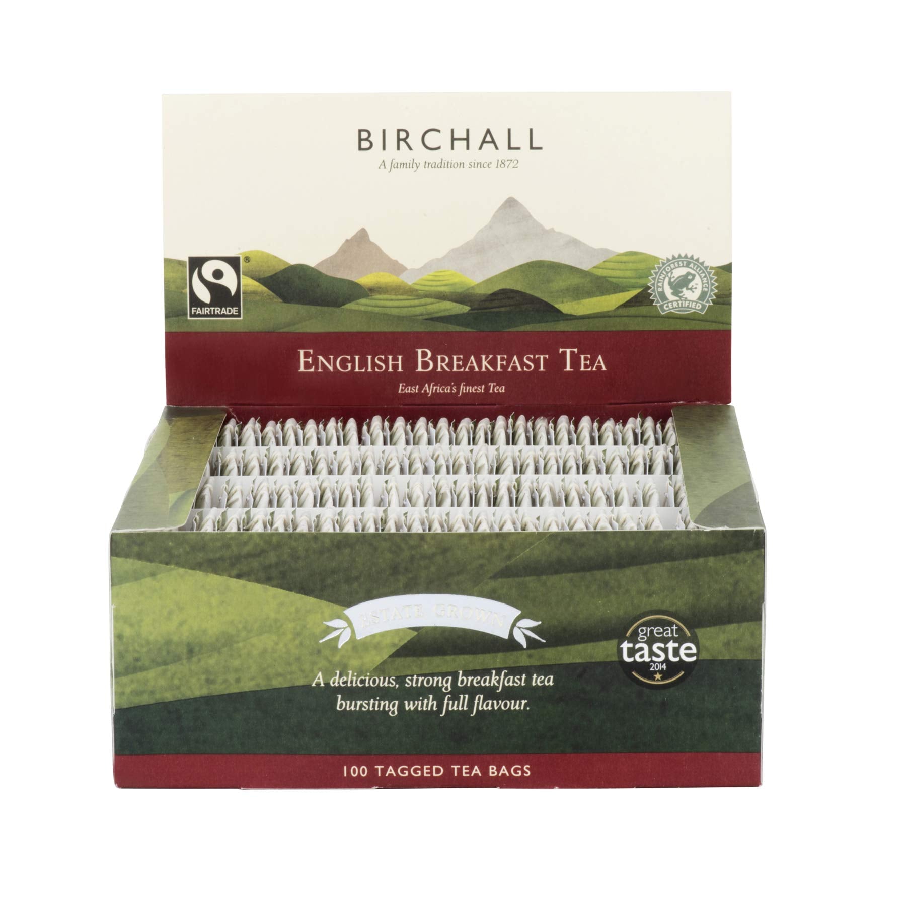 Birchall Tea Bags English Breakfast Full Flavour Fairtrade Premium Blend 250g 100 Pack