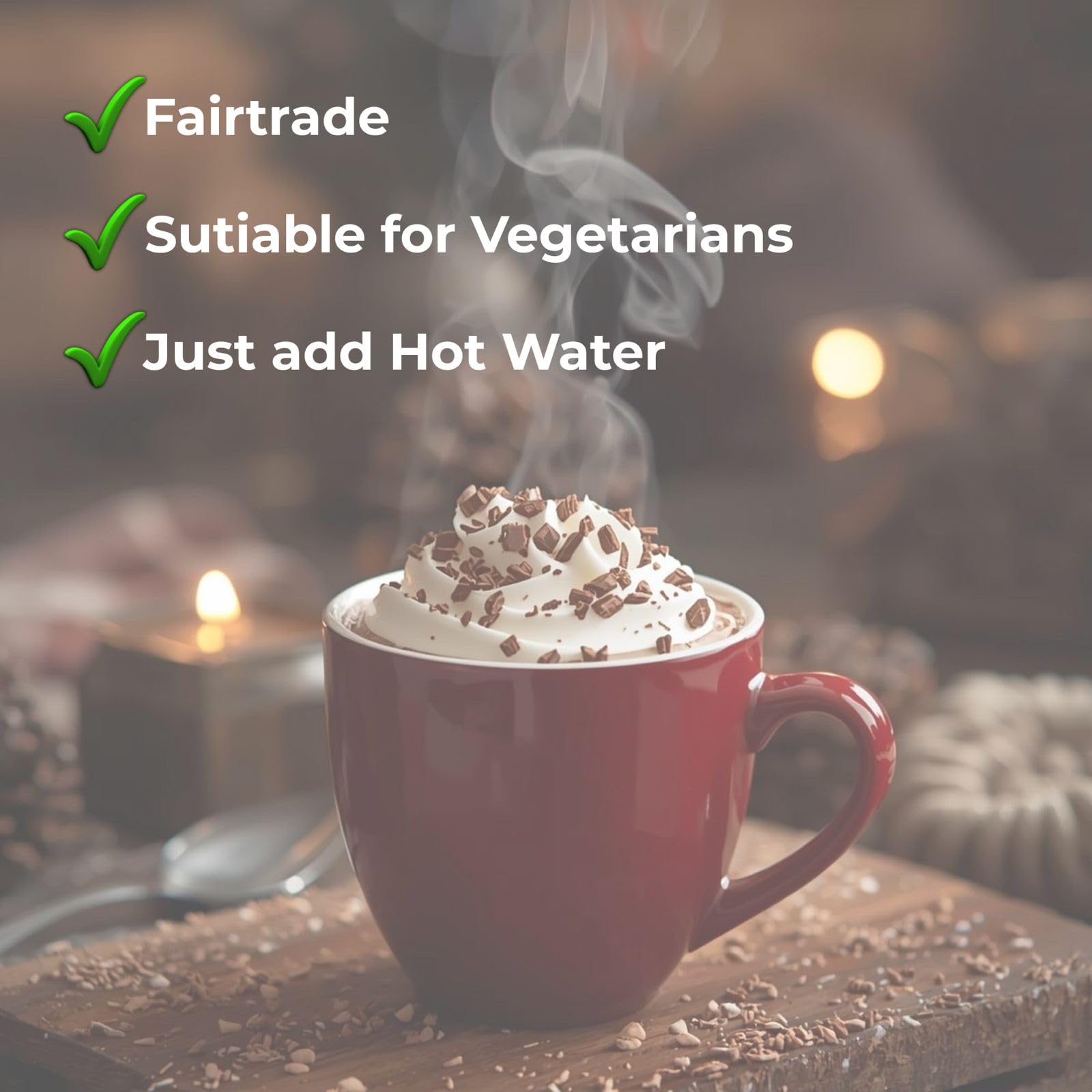 WoodzyCo Exclusive Hot Chocolate Sachet 28g Instant Rich And Creamy Individually Wrapped 10 Pack