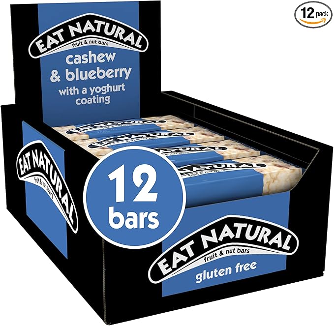 Eat Natural Cashew & Blueberry with a Yoghurt Coating Fruit & Nut Bars 40g – 12 x 40g