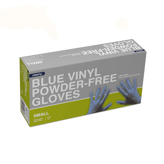 Clearly 100 Blue Vinyl Powder-Free Gloves Large – 1 x 100pk