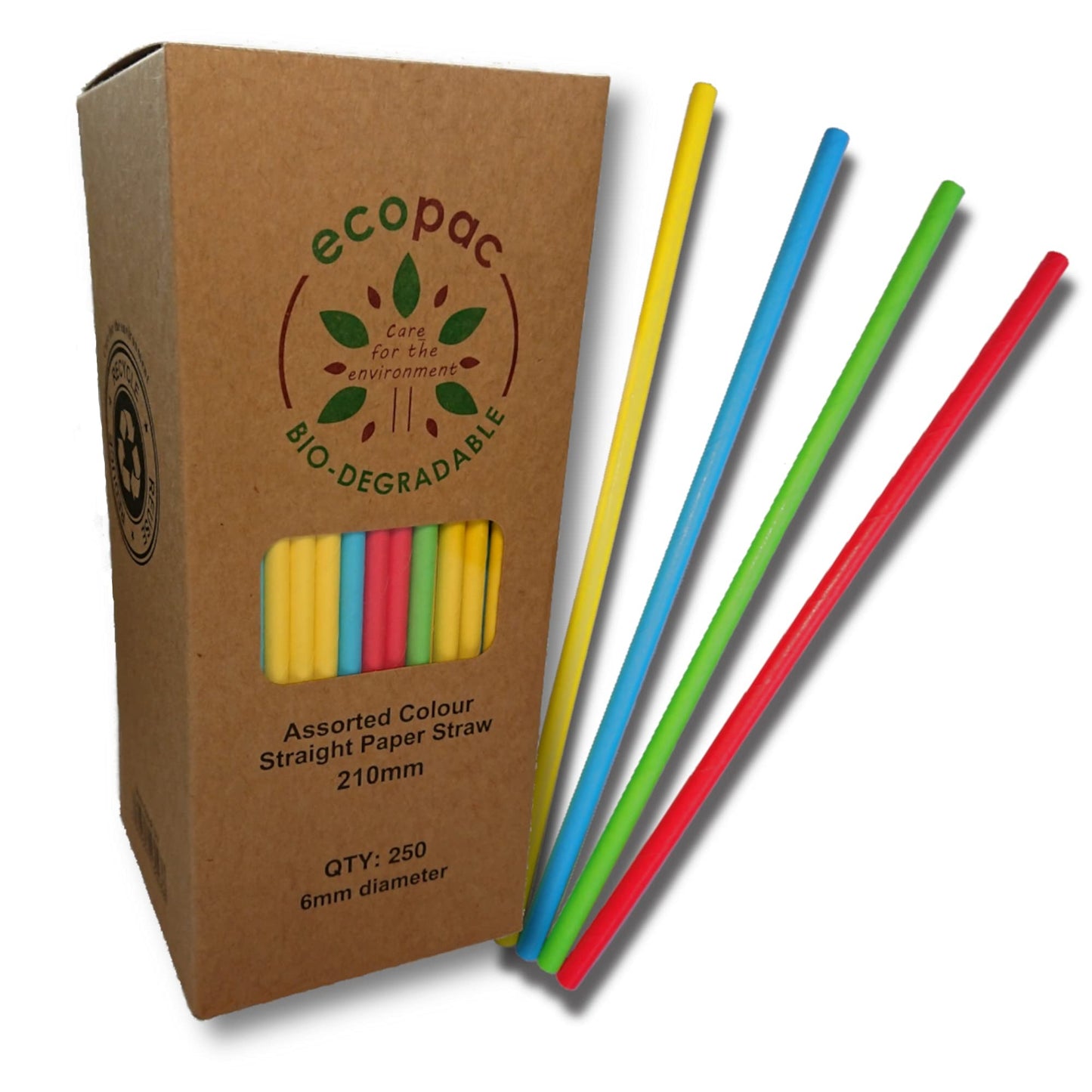 Ecopac Bio-Degradable 250 Neon Mini Cocktail Paper Straws – 20 x 250s