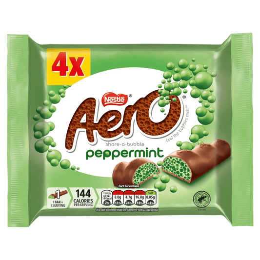 Aero Bubbly Peppermint Chocolate Bar 4 Pack Multipack 108g – 14 x 108g
